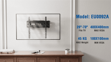 MOUNTUP TV Wall Bracket for Most 26-70 Inch LED, LCD, OLED Flat & Curved TV, Full Motion TV Mount with Swivels Tilts Extends Double Arm Holds up to 45kg, Max VESA 400x400mm, EU0092A