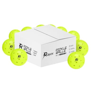 RAYOX Pickleball Balls - Indoor and Outdoor, Pack of 4 or 24, Official Size, 40 Holes, High Durability and Optimal Bounce, Beginner and Pro Players