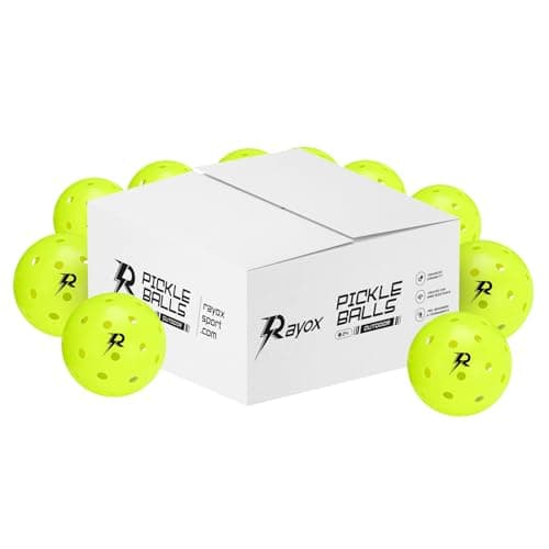 RAYOX Pickleball Balls - Indoor and Outdoor, Pack of 4 or 24, Official Size, 40 Holes, High Durability and Optimal Bounce, Beginner and Pro Players