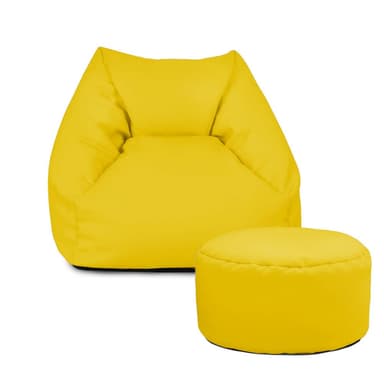 rucomfy Beanbags Snuggle Bean Bag Chair - Kids Armchair Beanbag Seat with Filling Included - Childrens Bedroom Furniture for Boys and Girls - 50 x 46 x 48cm (Yellow, with Footstool)