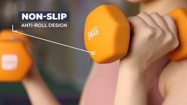 KAYMAN Neoprene Dumbbells with Anti-Slip Grip,Hex Edges,Water-Resistant Surface & Workout Poster-Weight Set for Home, Gym & Fitness (1kg 2kg 3kg 4kg 5kg 6kg 8kg 10kg) (3 Kg)