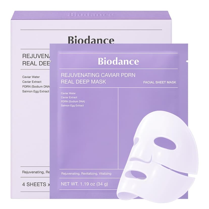 BIODANCE Caviar PDRN Real Deep Face Mask 4 Pcs | Hydrogel Overnight Mask | Skin Firming, Radiance, Enhancing Skin Recovery | Korean Face Mask for Glass Skin | Korean Skincare, Easter Gifts