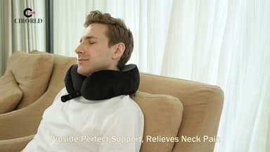 Cirorld Travel Pillow for Airplane, Neck Pillow for Travel, Memory Foam Travels Neck Pillow for Adults, Adjustable & Compact Flight Pillow, Ergonomic Neck Cushion, With Ear Plugs, Eye Mask, Carry Bag