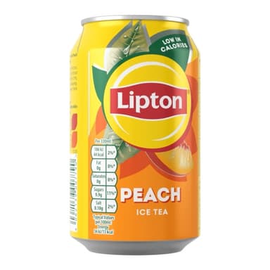 Lipton Peach Ice Tea Can 330 ml (Pack of 24), low calorie soft drink, 100% black tea extract