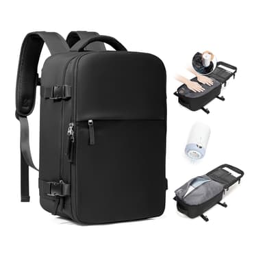 BJLFS Vacuum Backpack Travel Bag With Pump New Ryanair Cabin Bags 40x30x20 Underseat Carry On Baggage with Compression System For Flights Waterproof Laptop Backpack With USB Port and Shoe Compartment