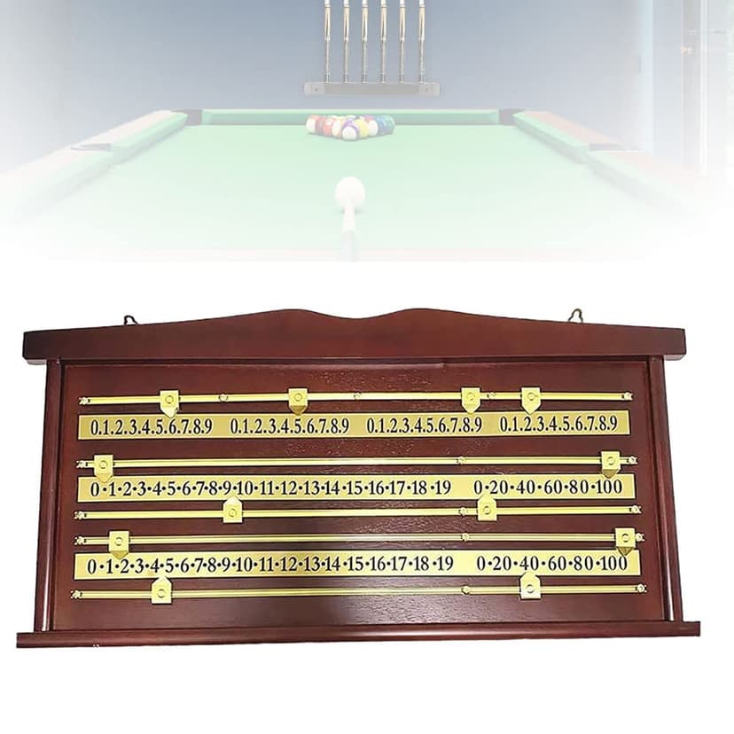 DRUXTO Wooden Billiard Scoreboard, Snooker Scoreboard, Wall-Mounted Billiard Score keeper Recorder Billiard Accessories for 2-4 Players Home Club Supplies(70 * 35cm)