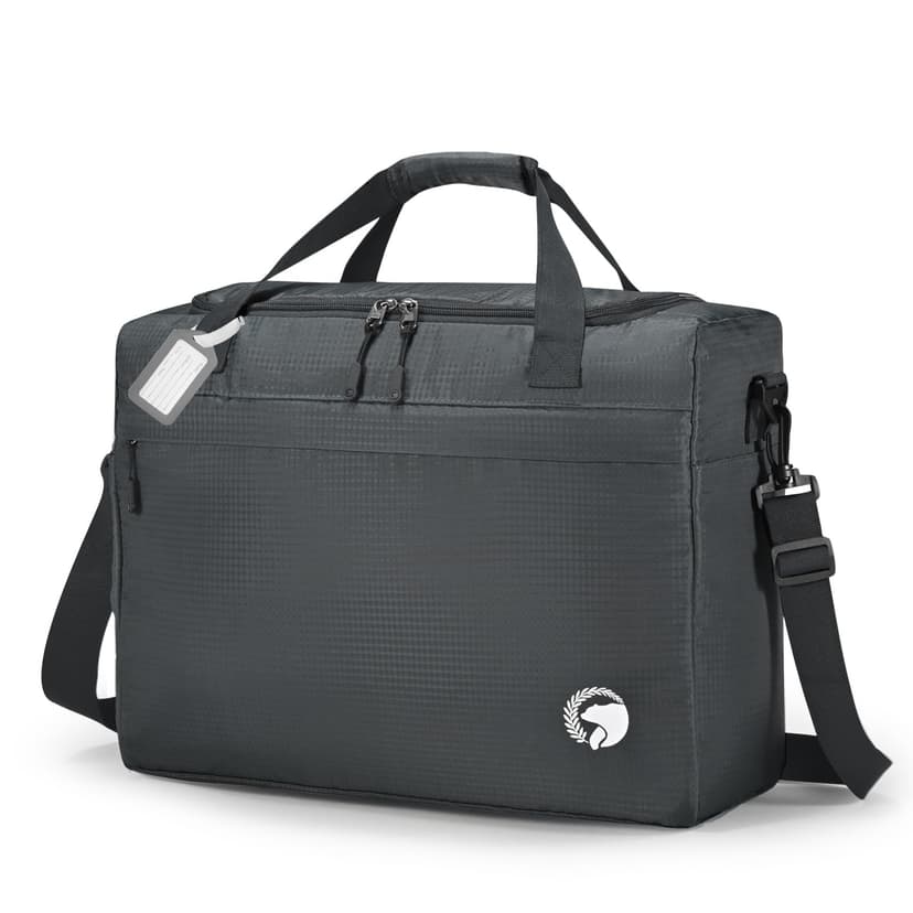 BAGZY 40x30x15cm Underseat Cabin Bag Luggage Foldable Travel Bag 20L Waterproof Holdall Hand Luggage Case Nylon Carry on Luggage Weekend Duffle Gym Bags Baggage Organiser Storage for Women Men Grey