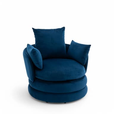 Velvet Blue Swivel Cuddle Chair – Snuggle Chairs for Adults, Sage Green Chair for Living Room, Plush Snuggle Seats with Cushions