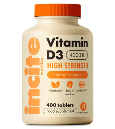 Vitamin D3 4000 IU - 400 High Strength Vitamin D Tablets (1+ Year Supply) - Vegetarian - Immune System Booster - Gluten Free - Vitamin D Supplements - Made in The UK