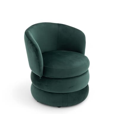 TILLY Velvet Swivel Cuddle Chair – Green Velvet Armchair and Snuggle Seat, Ideal Swivel Accent Piece or Cuddle Chair for Bedroom and Living Room, Perfect Vibrant Design for Modern Interiors