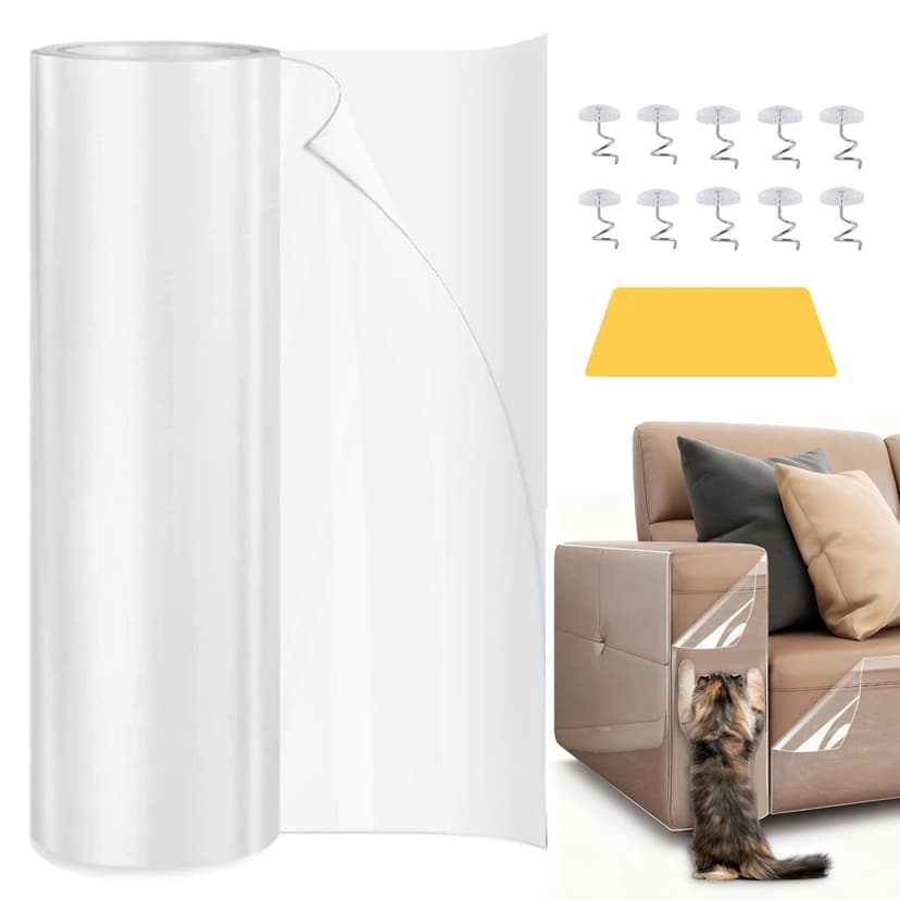 Xeticey Cat Anti Scratch Tape, Sofa Protector from Pets 40CM x 3M Cat Furniture Protector Tape Transparent Stop Cats Scratching Furniture Wear-Resistant for Carpet, Sofa, Couch (15.7" x 118")
