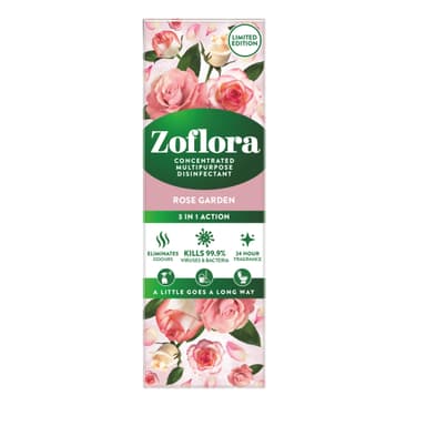Zoflora Rose Garden Concentrated Disinfectant Liquid, Floral Scent, 1 x 250ml,Antibacterial & Multi-Surface Cleaner, Kills 99.9% of Bacteria & Viruses