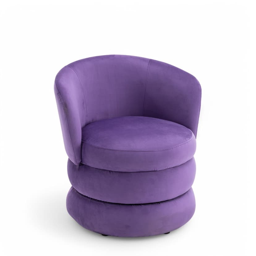 TILLY Velvet Swivel Cuddle Chair – Purple Velvet Armchair and Snuggle Seat, Ideal Swivel Accent Piece or Cuddle Chair for Bedroom and Living Room, Perfect Vibrant Design for Modern Interiors