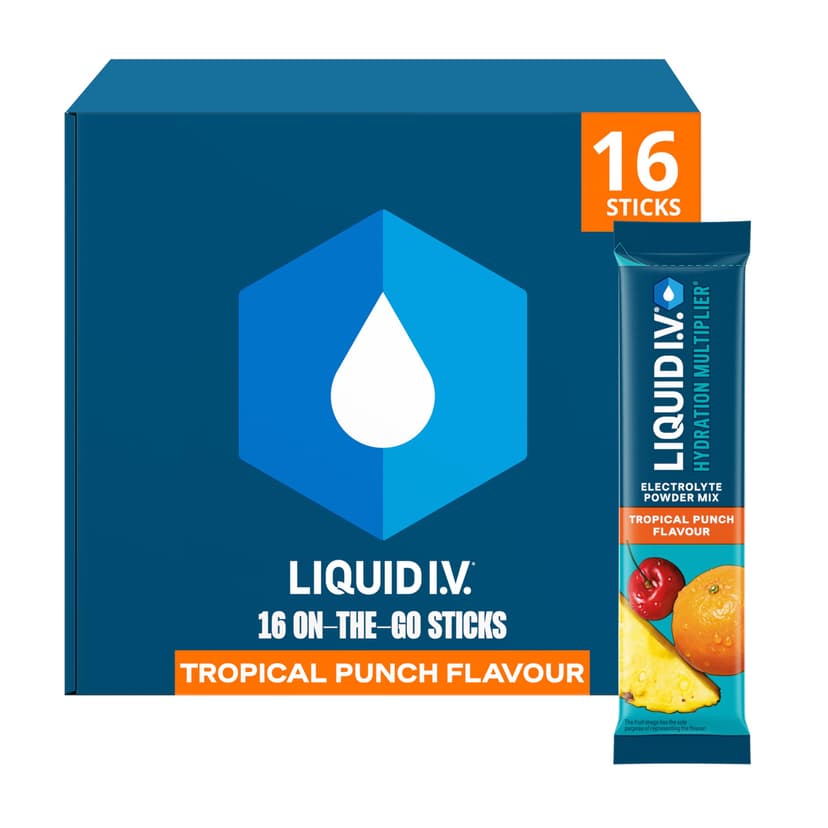 Liquid I.V. Electrolyte Sachets | Tropical Punch | Hydration Electrolyte Powder Mix | 1 Pack (16 Sticks) | 7 Vitamins and Minerals | Vegan