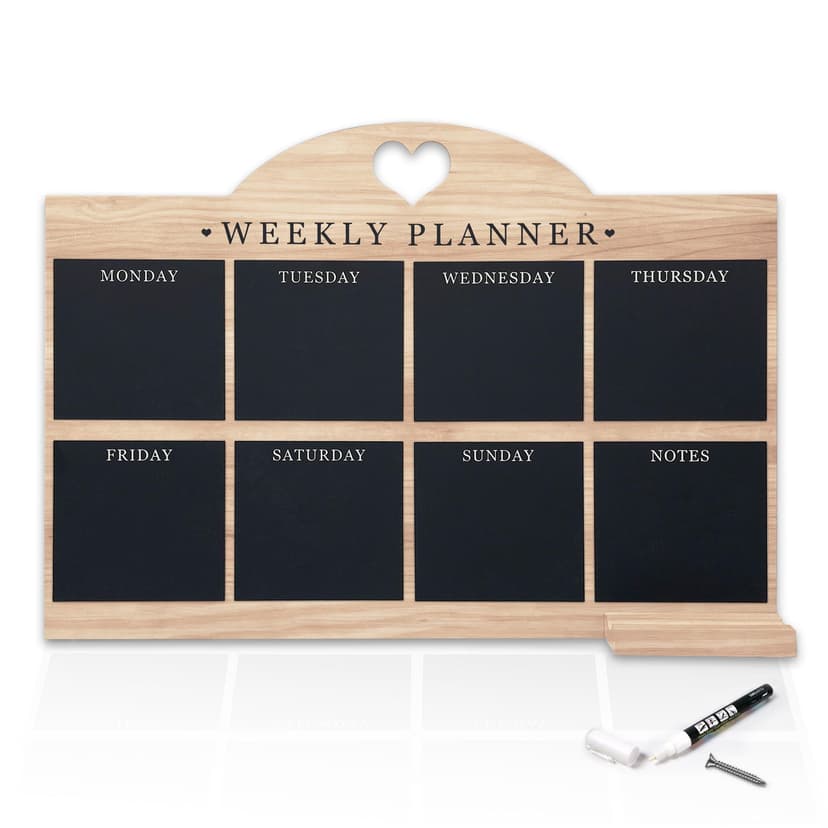 Empire Blackboard Daily Work & Meal Planner - Wall Mounted, Dry Erase, Pen Included, Large Wooden Board with White Cloth