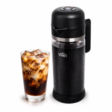 VINCI Express Cold Brew, Electric Cold Brew Coffee Maker in 10 minutes, Glass Carafe, 3 Brew Strength Settings & Cleaning Cycle, Easy to Use & Clean, Cold Brewer for Iced Coffee, 1.4 L