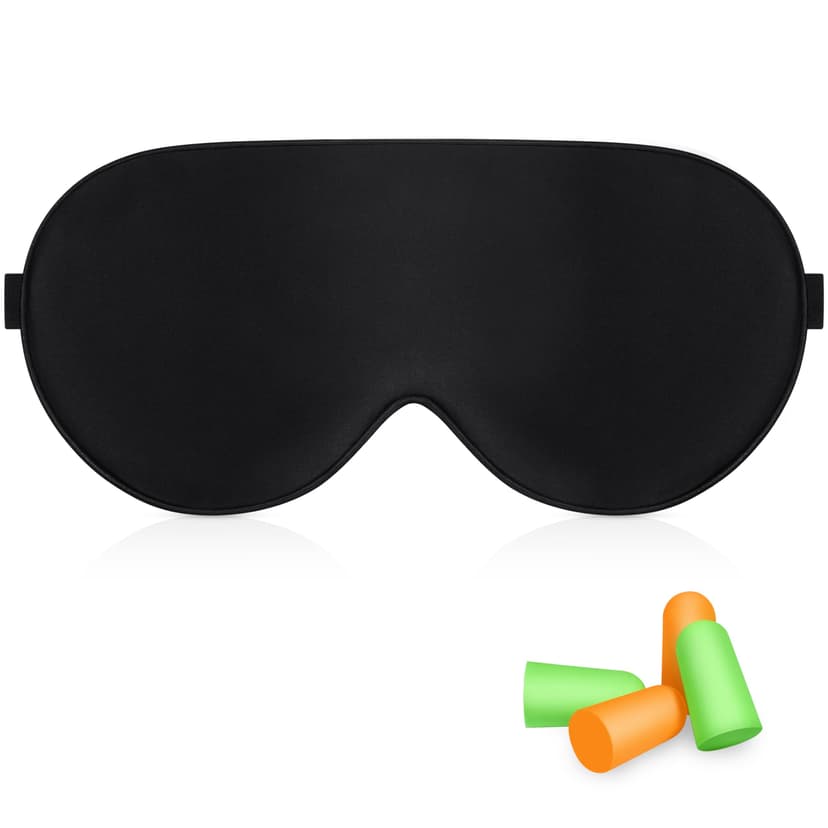 Gritin Silk Sleep Mask, Eye Mask for Sleeping, Light-Blackout Design Ultra Soft & Comfortable, 100% Natural Silk Sleeping Eye Blinder with Adjustable Strap and Ear Plug for Men&Women/Travel Essentials