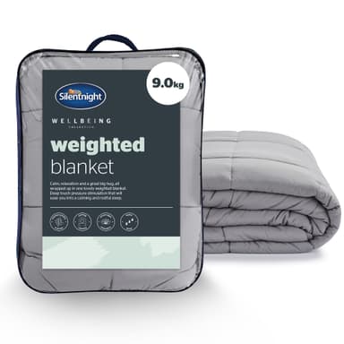 Silentnight Wellbeing Weighted Blanket - Anxiety & Stress Relief for Adults Insomnia Therapy - Sensory Calming Heavy Quilted Hug Blanket - 9kg, 150x200cm, Grey