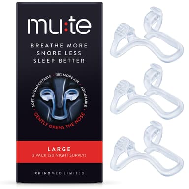 Mute Nasal Dilator Snoring Solution | Large 3 Pack | Snore Less & Sleep Better | Nasal Strip Alternative | Comfortable Breathing Aids for Better Sleep & Improved Airflow