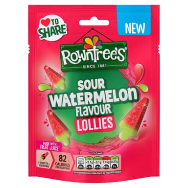 Rowntree's Lollies Sour Watermelon Flavour Sweets Sharing Bag 130g