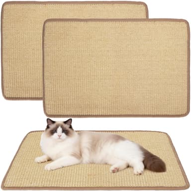 Nobleza 2Pack Cat Scratching Mats, 60x40cm Natural Sisal Cat Scratch Mat, Self-Adhesive Cats Scratching Pad for Indoor Cats, Kitten Sofa Protector, Anti Kitten Kitty Scratch Furniture Protector