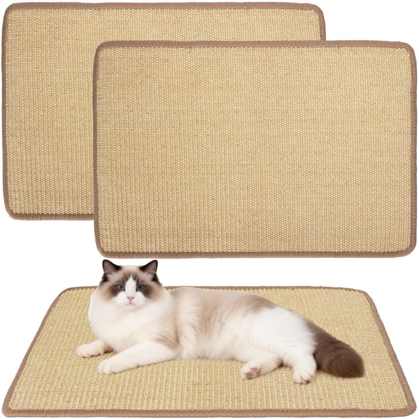 Nobleza 2Pack Cat Scratching Mats, 60x40cm Natural Sisal Cat Scratch Mat, Self-Adhesive Cats Scratching Pad for Indoor Cats, Kitten Sofa Protector, Anti Kitten Kitty Scratch Furniture Protector