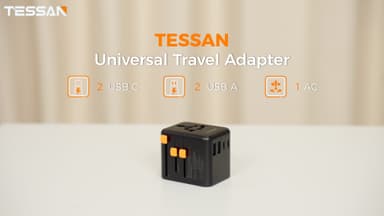 TESSAN Universal Travel Adapter Worldwide with 4 USB (2 USB C), International Travel Adapter UK to European Power Universal Plug Adaptor for EU USA Australia Thailand (Type C, G, A, I), Black